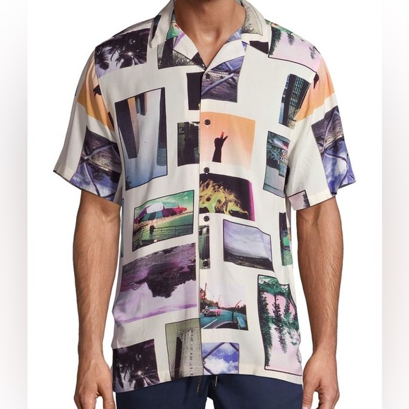 Hawaiian Style Camp Shirt Resort Photo Vacation Buttonup California Miami 2x - Picture 1 of 6